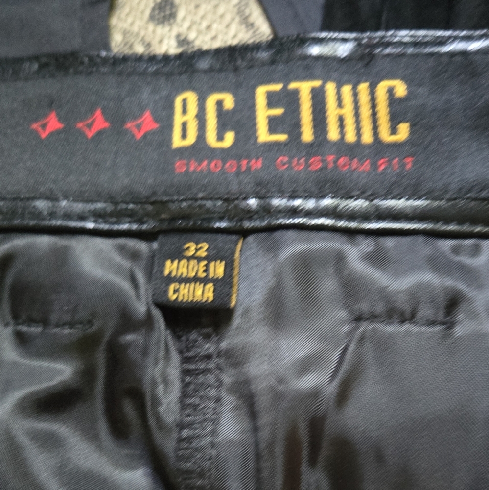 BC Ethic Black Straight Pleather Lined Jeans W/Timeless Style Sz32" - Picture 10 of 11
